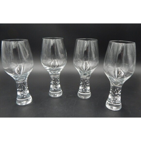 Pier 1 One Bubble Stem Wine Glasses Clear Glassware Set of 4 Hand Blown - Picture 2 of 11